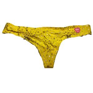 VTG. Victoria Secret Yellow Gold stars cheeksters Low Rise Thong Size LG. New